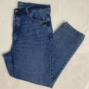 Old Navy high rise slouchy straight button fly 100% cotton denim jeans 14